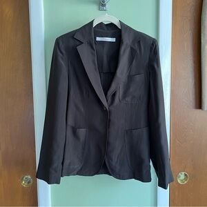JUCCA Made in Italy CHARCOAL BLACK SILK semi-lined Blazer Women's US Size 6 ~EUC